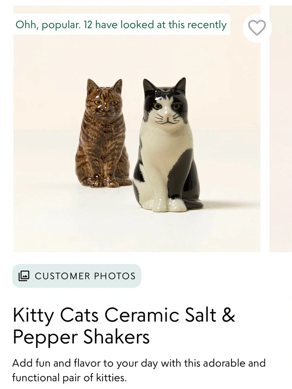 Hand-Painted Brown and Black & White Ceramic Cat Salt & Pepper shakers